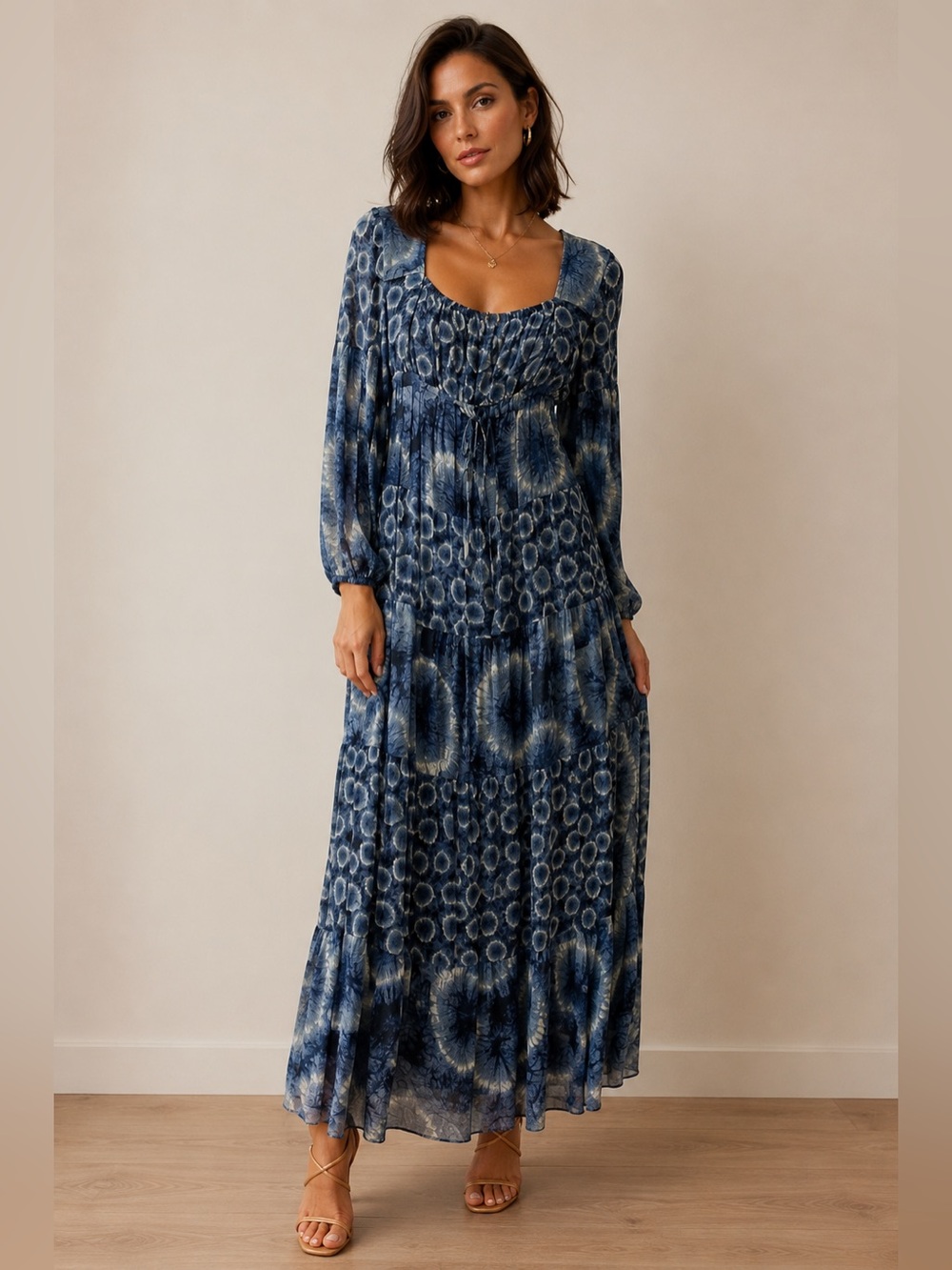 Michael Kors Navy Tie-Dye Maxi Dress